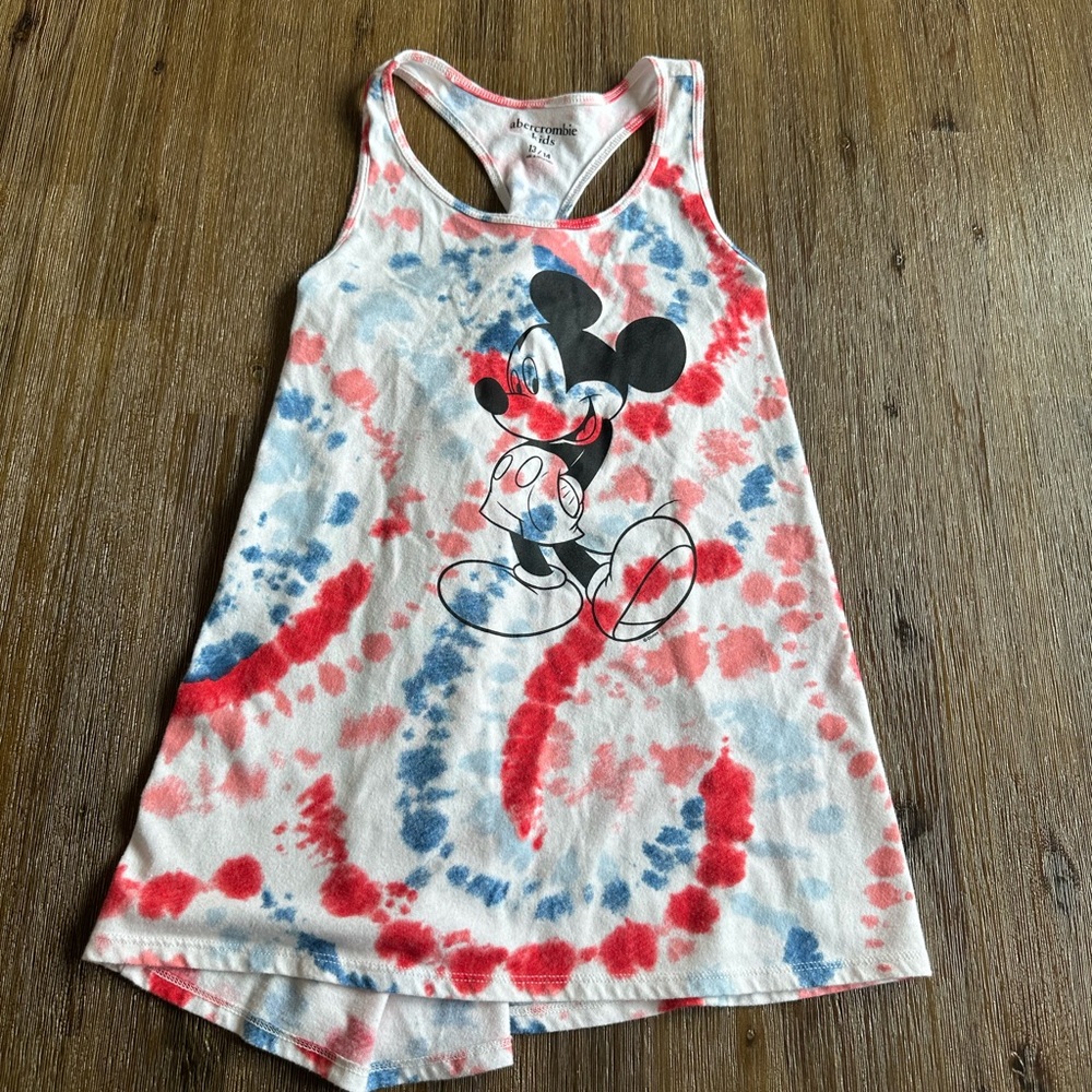 3/20$ Abercrombie Kids Mickey Mouse Red and Blue Tie-Dye Tank Top size 13/14